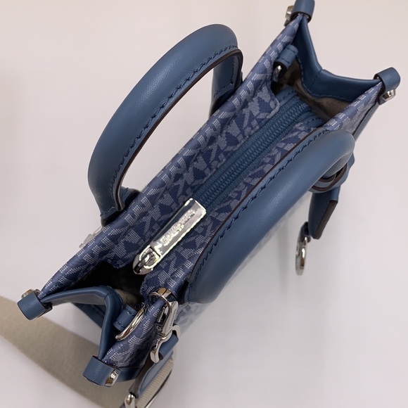 Michael Kors Mirella Extra-Small Ombré Logo Crossbody XBODY ShopperBag Denim NWT - Picture 9 of 16